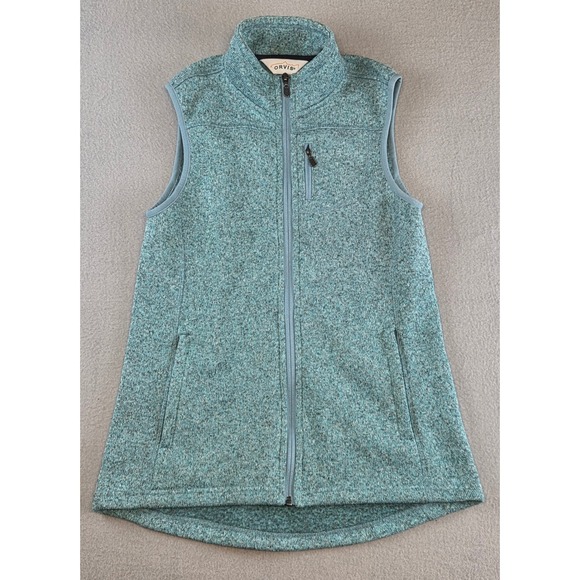 Orvis Jackets & Blazers - Orvis Womens Sweater Fleece Vest Teal Blue Marl Full Zip Sleeveless Jacket Small